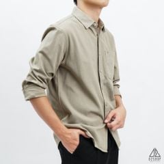 Áo sơ mi vải kaki xéo thêu túi #