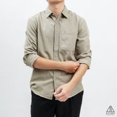 Áo sơ mi vải kaki xéo thêu túi #