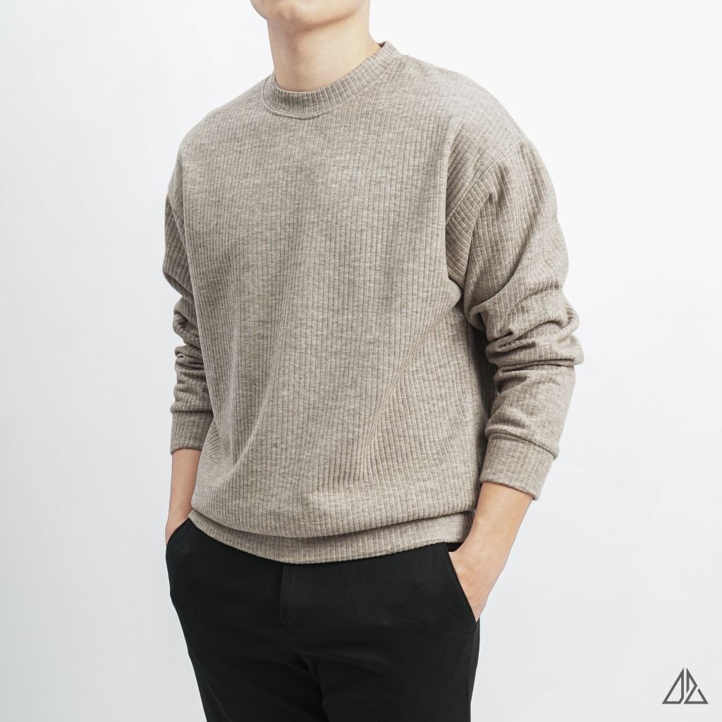 Áo nỉ gân sọc nổi