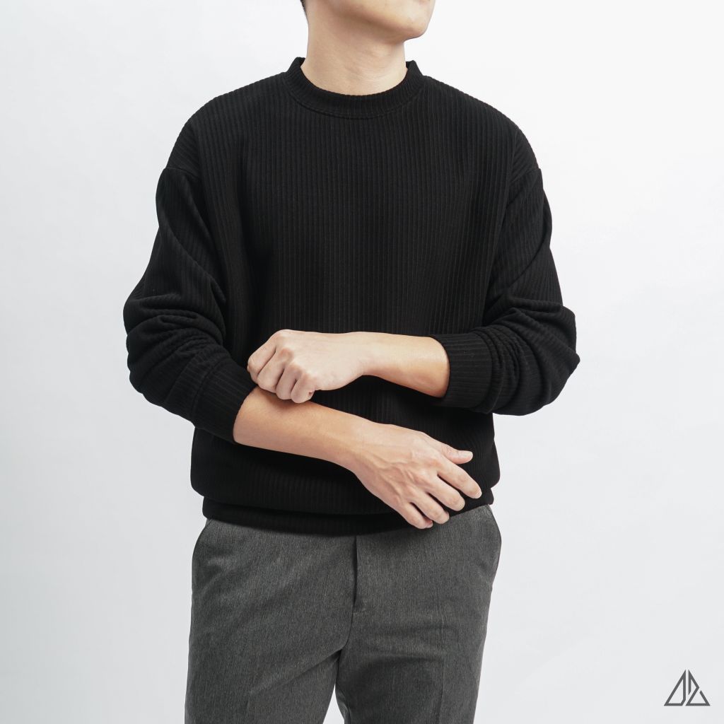 Áo nỉ gân sọc nổi