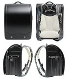 Cặp Randoseru Pelican Pokke Đen Chỉ Vàng