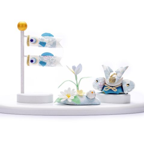 Mũ Samurai và cờ cá chép Nhật Bản - Màu Xanh