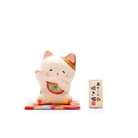 Mèo May Mắn Làm Từ Chất Liệu Giấy Chigiri - Mẫu Đỏ