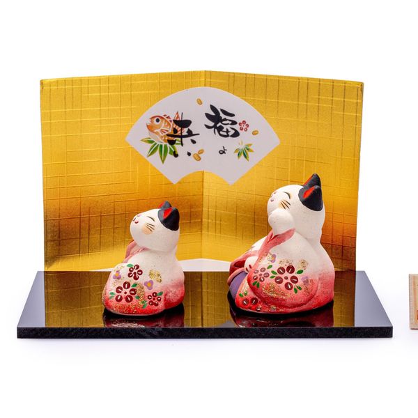 Tượng Hai Cô Mèo Quý Tộc Nhật Bản (Maneki Neko Kimono)