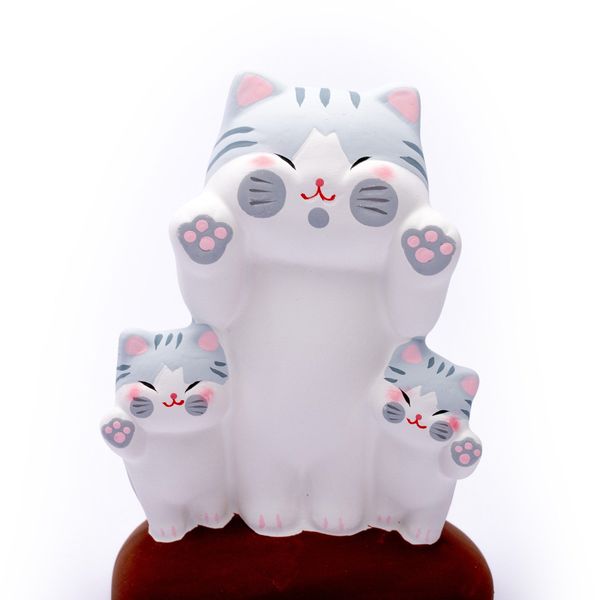 Bộ Tượng Ba Mèo Tam Thể Phong Thủy (Xám)