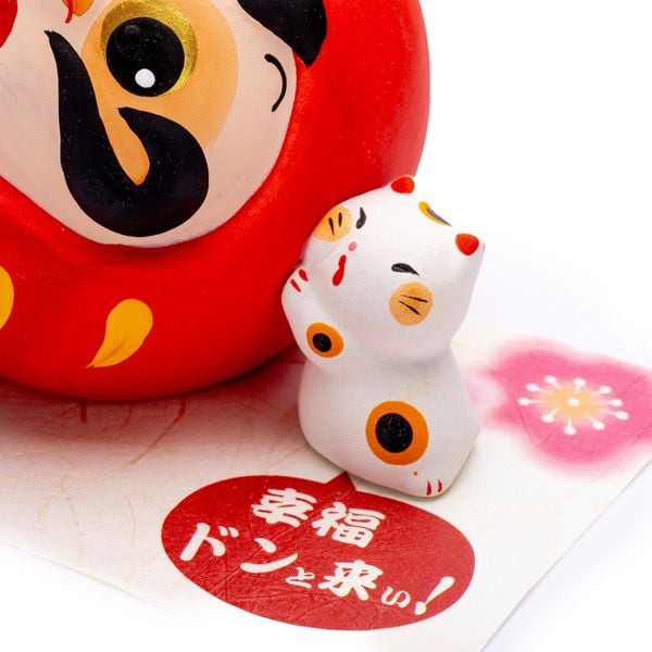 Ống Heo Daruma Đỏ May Mắn