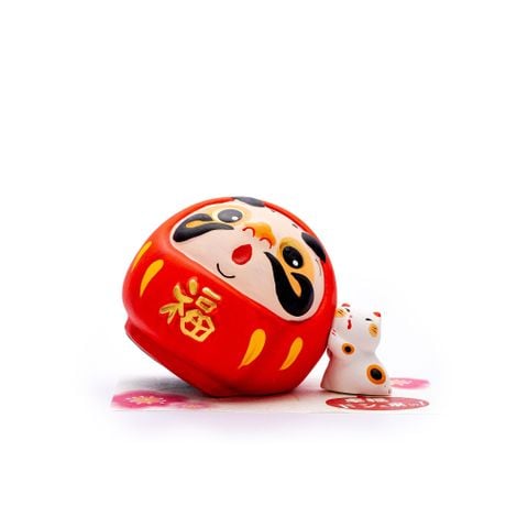 Ống Heo Daruma Đỏ May Mắn