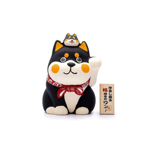 Ống heo Chó Shiba Và Con Vẫy Tay Mang Măy Mắn - Màu Đen