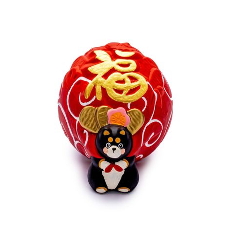 Ống Heo Chó Shiba Mang Túi Vận May - Size Lớn - Màu Đen