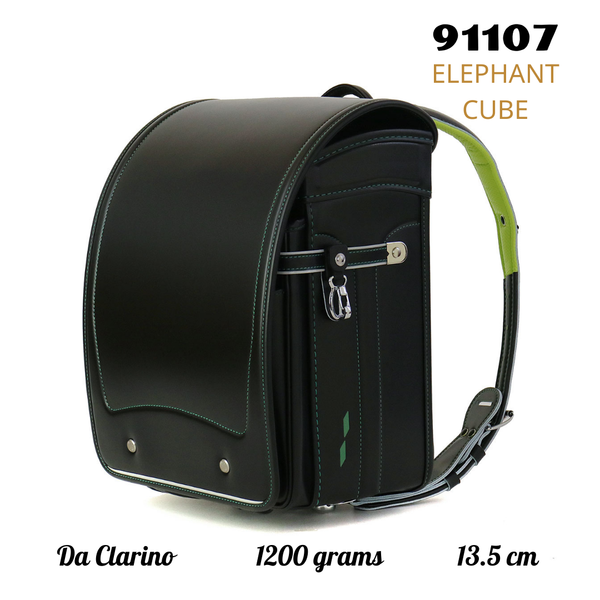 Cặp Randoseru Elephant Cube Black - Green Stitching