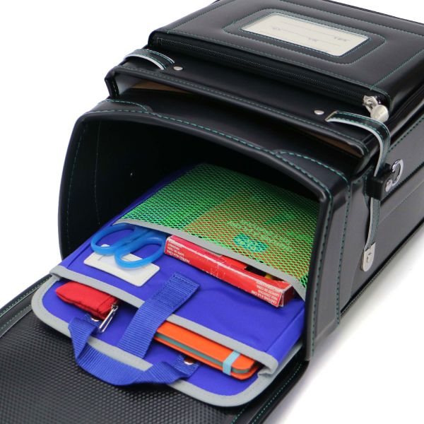 Cặp Randoseru Elephant Cube Black - Green Stitching