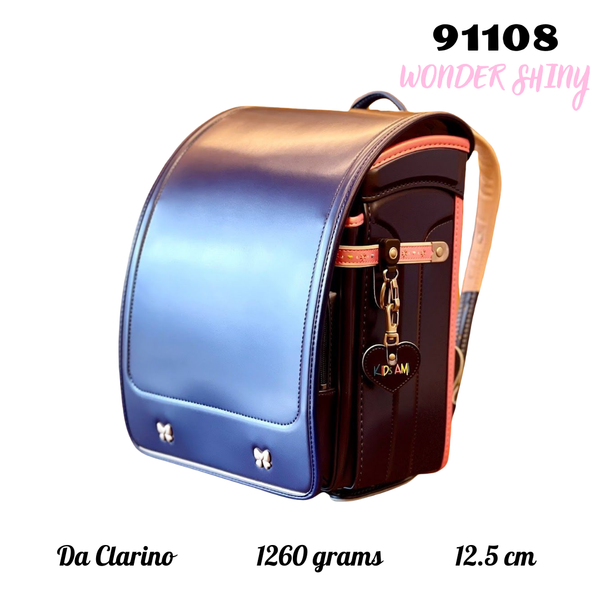 Cặp Randoseru Wonder Shiny Pearl Navy X Metallic Pink