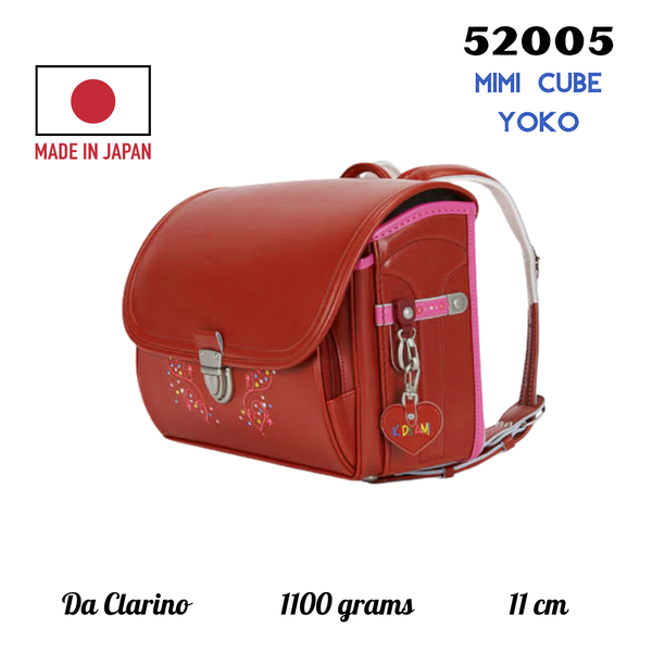 Cặp Randoseru Mimi Cube Yoko Milan Red X Peach Blossom