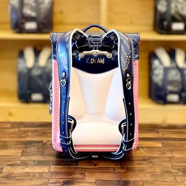 Cặp Randoseru Wonder Shiny Pearl Navy X Metallic Pink