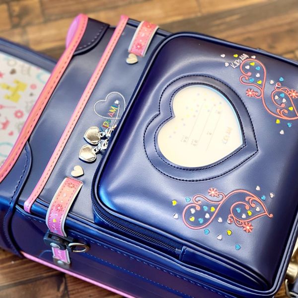 Cặp Randoseru Wonder Shiny Pearl Navy X Metallic Pink