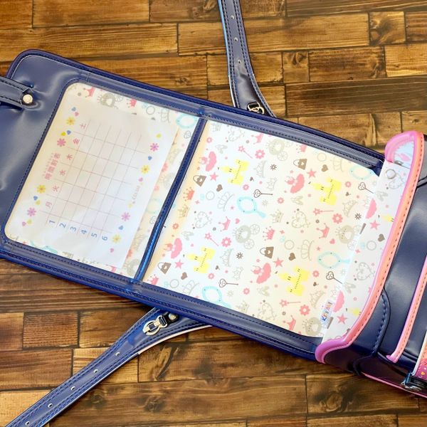 Cặp Randoseru Wonder Shiny Pearl Navy X Metallic Pink