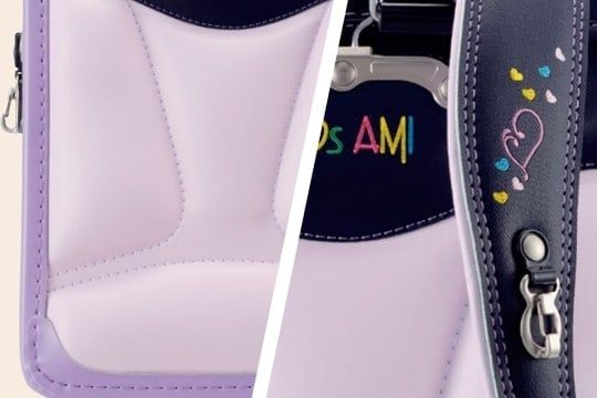 Cặp Randoseru Mimi Cube Tate Denim X Violets - Purple Stitching