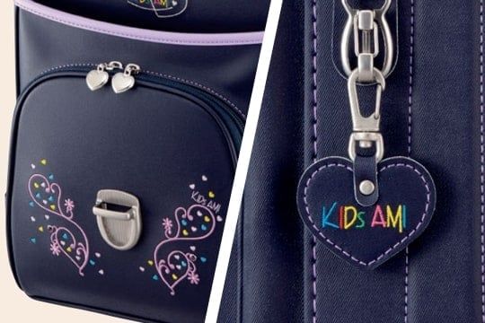 Cặp Randoseru Mimi Cube Tate Denim X Violets - Purple Stitching