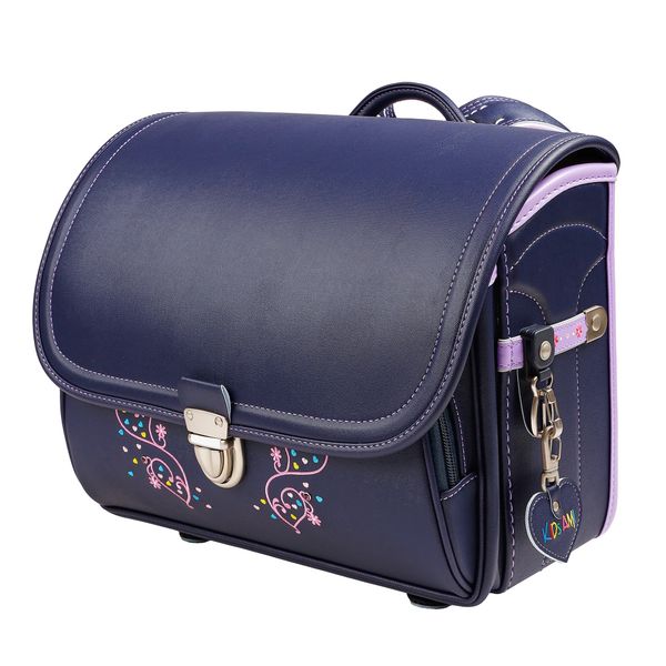 Cặp Randoseru Mimi Cube Yoko Denim X Violets - Purple Stitching