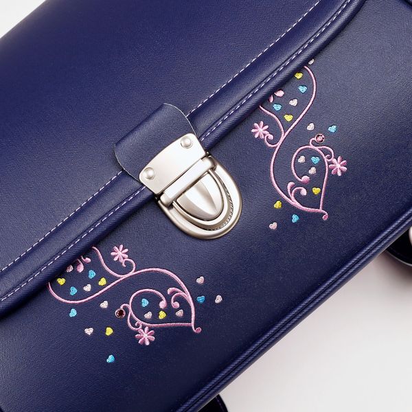 Cặp Randoseru Mimi Cube Yoko Denim X Violets - Purple Stitching