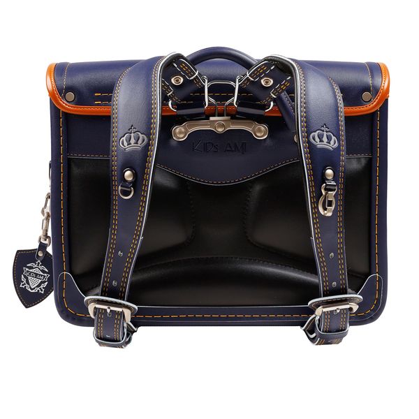 Cặp Randoseru Mimi Cube Yoko Denim X Camel - Yellow Stitching