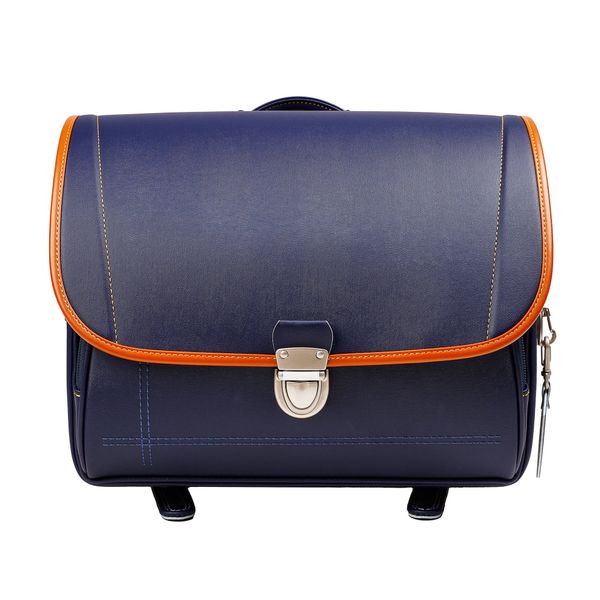 Cặp Randoseru Mimi Cube Yoko Denim X Camel - Yellow Stitching