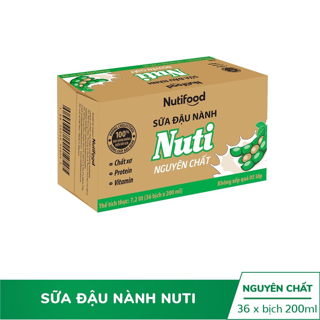  Sữa đậu nành Nuti Nguyên Chất bịch 200ml 