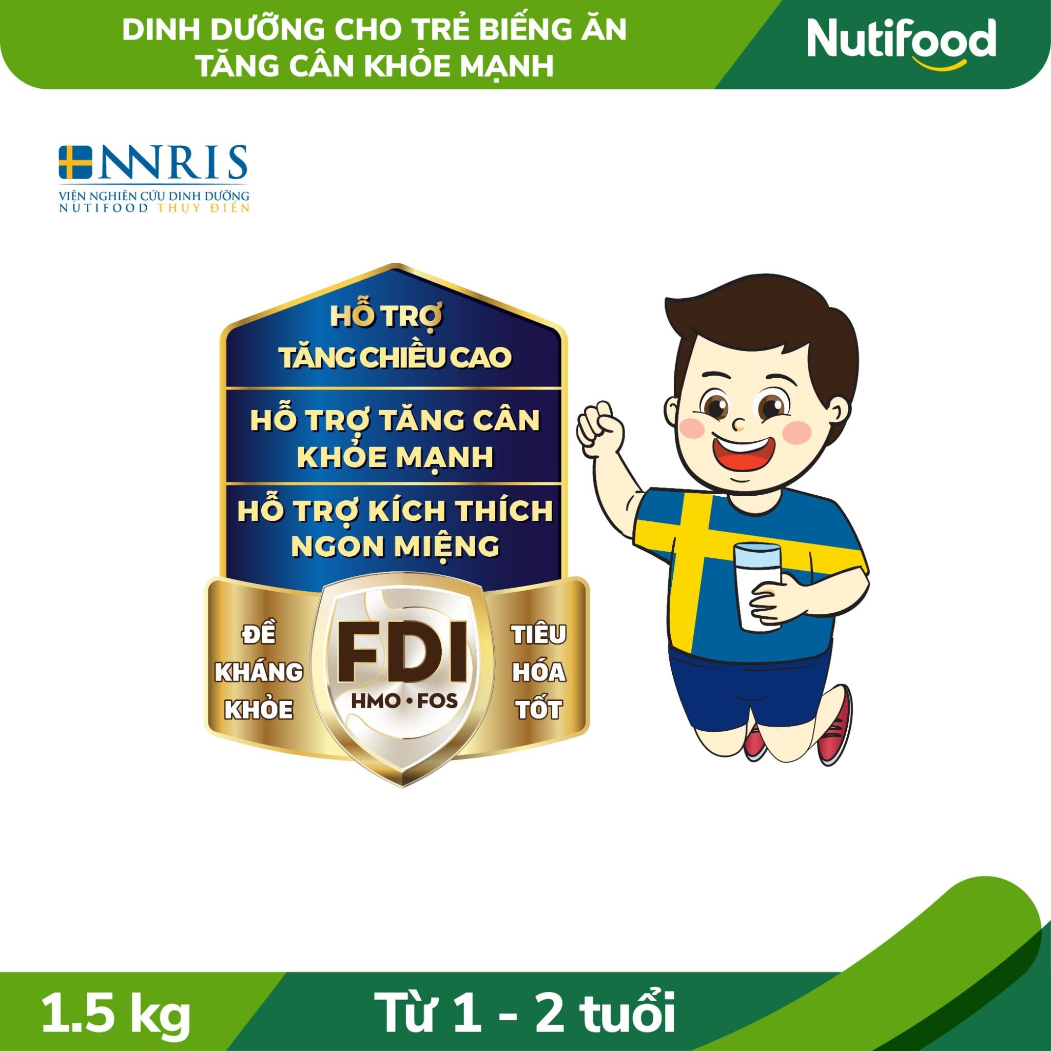  Sữa Bột Nutifood GrowPLUS+ Biếng Ăn 1.5kg trên 1 tuổi - Tăng cân khỏe mạnh 