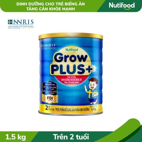  Sữa Bột GrowPLUS+ Biếng Ăn (Xanh) cho trẻ tăng cân khoẻ mạnh 2+ Lon 1.5KG 