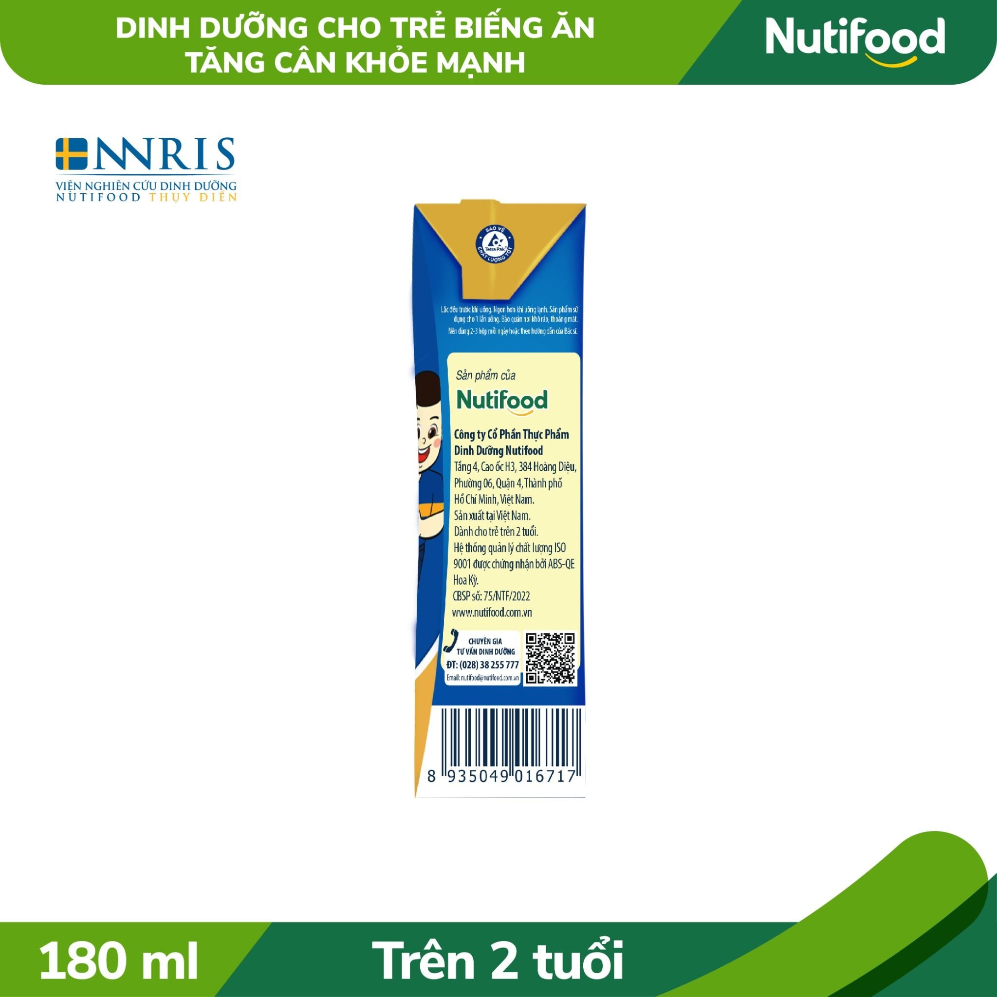  Sữa bột pha sẵn GrowPLUS+ Biếng ăn (XANH) cho trẻ tăng cân khoẻ mạnh (Trên 2 tuổi) hộp 180ml 