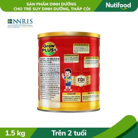  Sữa bột Nutifood GrowPLUS+ Suy Dinh Dưỡng (Đỏ) 2+ Lon 1.5KG 