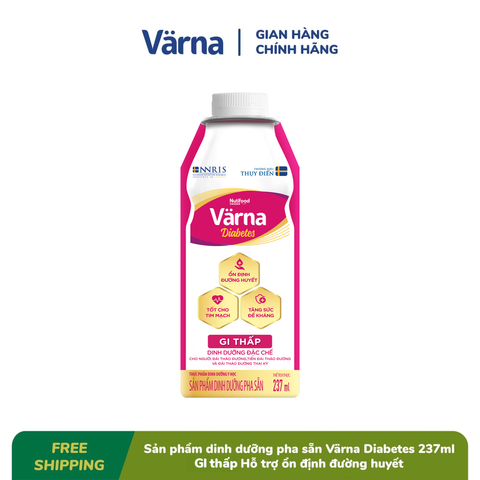  Sản phẩm dinh dưỡng pha sẵn Värna Diabetes 237ml (Hộp giấy) - GI 26,9 Hỗ trợ ổn định đường huyết 