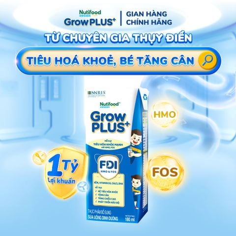  Sữa bột pha sẵn Nutifood GrowPLUS+ Tiêu Hóa trên 1 tuổi 180ml 