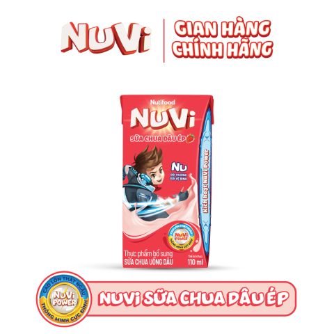  NuVi Sữa chua uống Dâu hộp 110ml - Quà tặng 