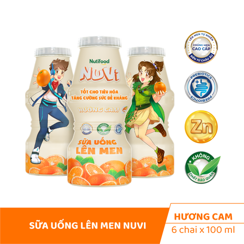  NuVi sữa uống lên men Hương Cam chai 100 ml 