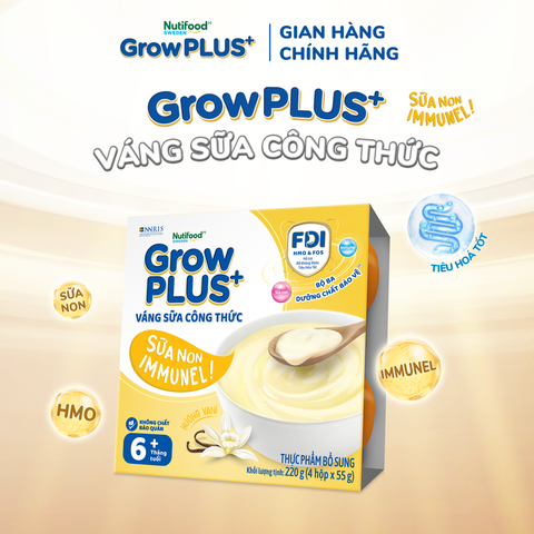  Nutifood GrowPLUS+ Váng sữa công thức Sữa non Immunel Hỗ trợ tăng đề kháng - Hộp 55g 
