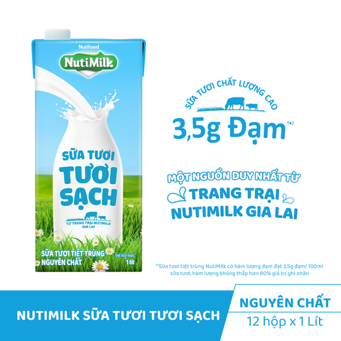  Hộp NutiMilk Sữa Tươi Tươi Sạch Nguyên chất Hộp 1L 