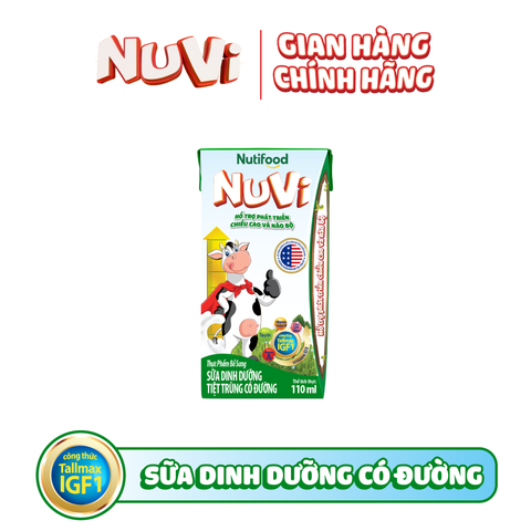  NuVi Sữa Dinh Dưỡng Tiệt Trùng Có Đường Hộp 110 ml 