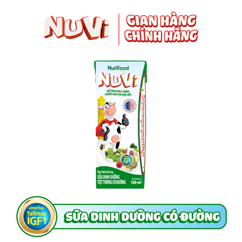  NuVi Sữa Dinh Dưỡng Tiệt Trùng Có Đường Hộp 180 ml 