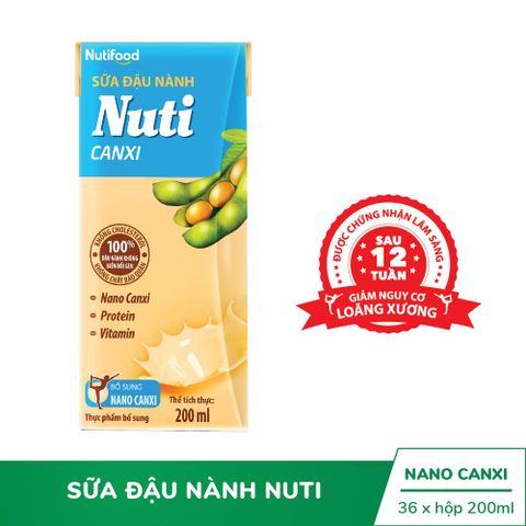  Sữa đậu nành Nuti Canxi hộp 200ml 