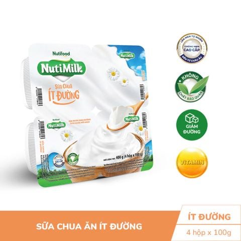  Nutimilk Sữa chua ít đường - Hộp 100g 