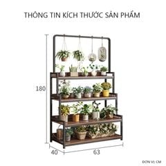 Kệ Cây Đa Tầng Gỗ 15 Ly Óc Chó Màu Đen GM124