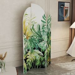 Bình phong in bộ 3 cánh họa tiết lá monstera nhiệt đới IG416.3