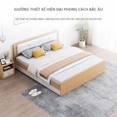 Giường đơn có ngăn kéo vân gỗ trắng 1m6x2m GP239