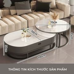 Bàn trà sofa elip TC khung đen GM149