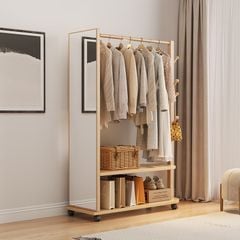 Giá treo quần áo kết hợp gương xoay 360 di động, thiết kế hiện đại, đa năng - GP371