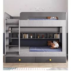 Giường tầng trẻ em, đa năng, với ngăn kéo và tủ đựng đồ tiện dụng - GP362