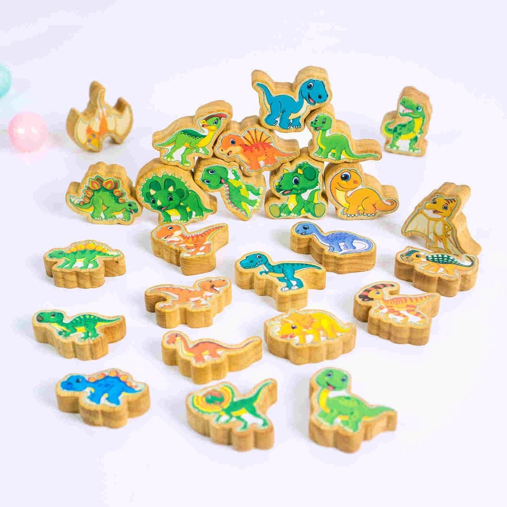 Bộ Đồ Chơi Gỗ Khủng Long 25 Mảnh Sáng Tạo - TOY23