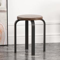 Ghế chân sắt mặt gỗ màu óc chó - GM104