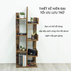 Kệ sách hình cây 8 ngăn gỗ cháy - GP198